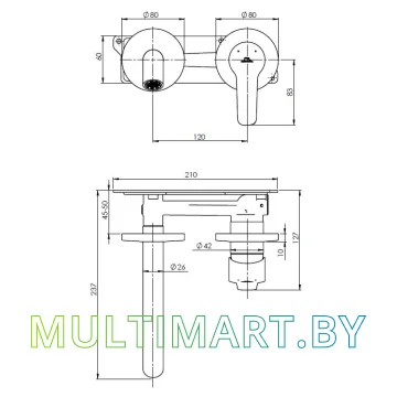 Смеситель Rubineta Torino-1F BK (PM0010) картинка 3